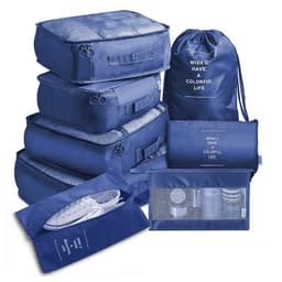 image-Travel Storage Bag Set 8-Piece Korean Style Pink Stripes