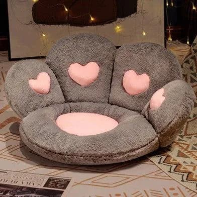 image-Plush Bear Paw Chair Cushion 80x70cm Office Seat Pad Black