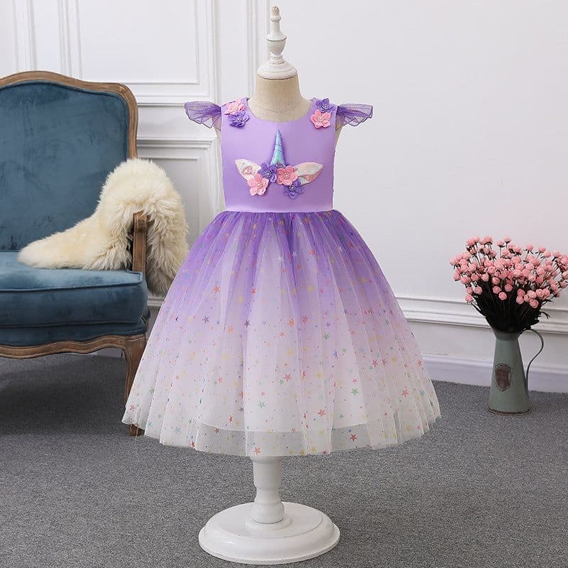 image-KEAIYOUHUO Girls Princess Dress Cotton Unicorn Christmas Dress