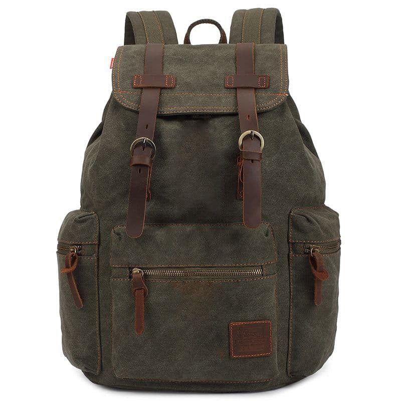 image-European and American canvas backpack men's retro backpack laptop computer female college student rucksack casual fashion foreign trade school bag