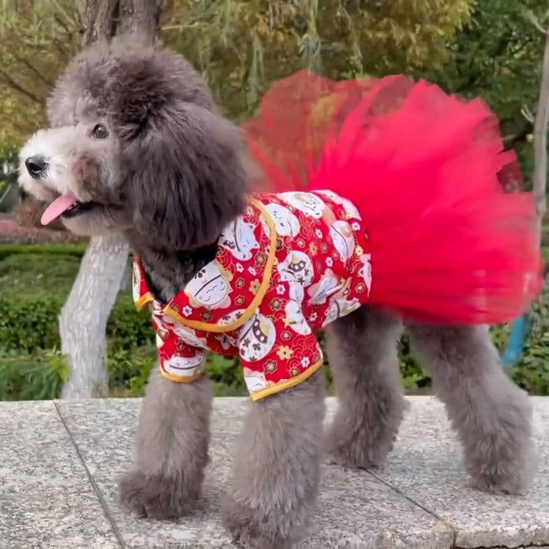 image-Pet Clothes Warm Festive Tang Suit Dog Cat Christmas Costume