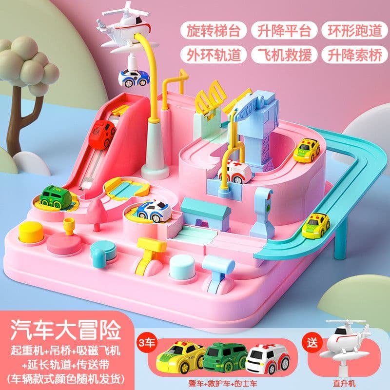 image-SNAEN Rail Car Adventure Track Set with 5 Vehicles Kids Toy 4-6Y