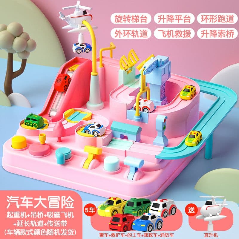 image-SNAEN Rail Car Adventure Track Set with 5 Vehicles Kids Toy 4-6Y