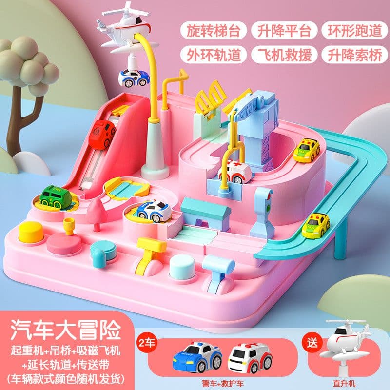 image-SNAEN Rail Car Adventure Track Set with 5 Vehicles Kids Toy 4-6Y