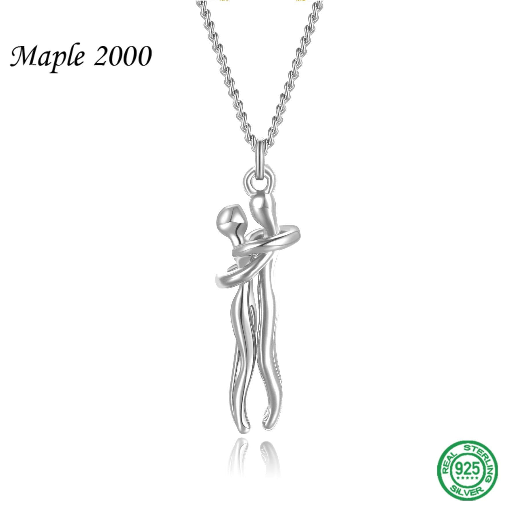image-Couple Hug Pendant Necklace Black Fashion Jewelry