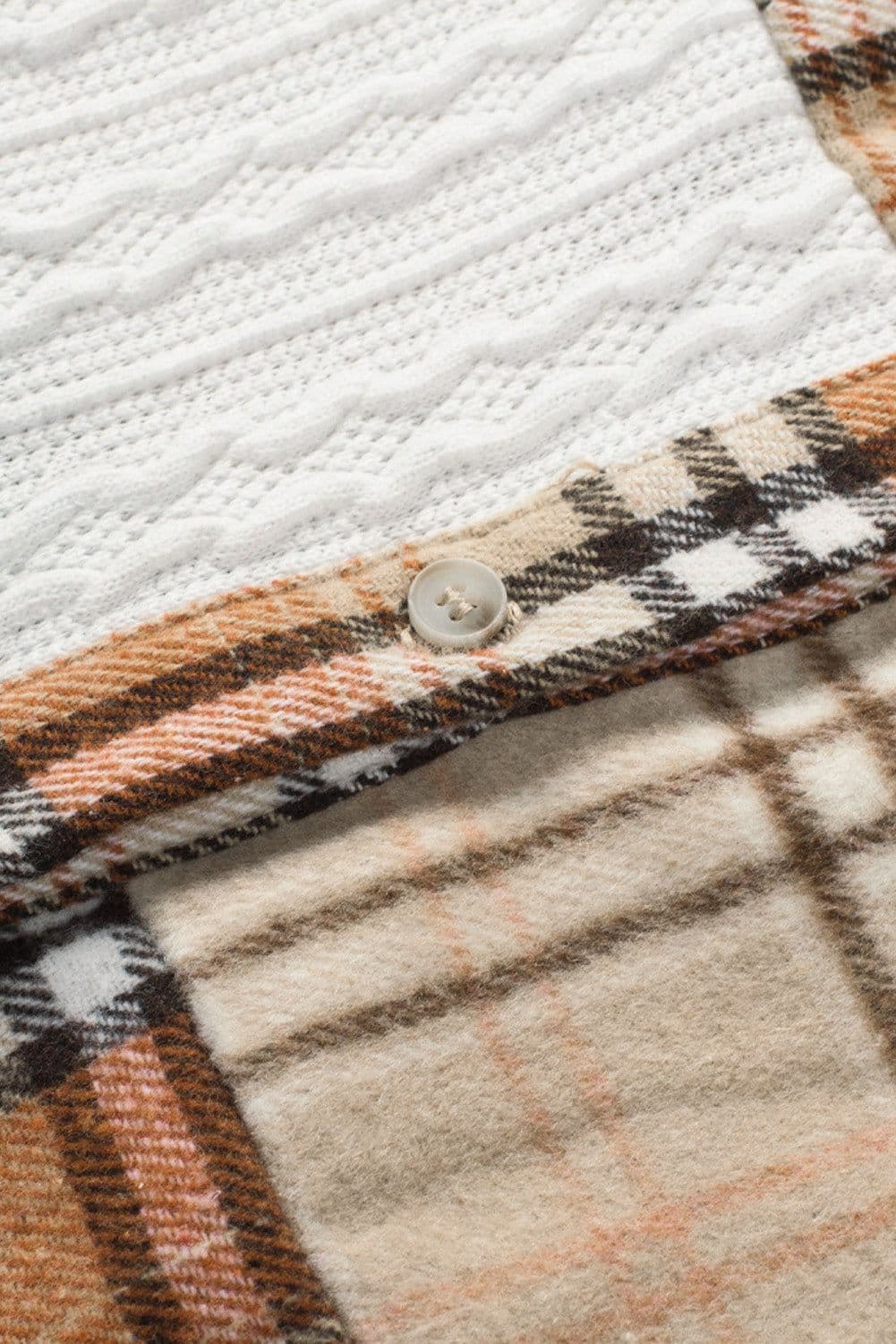 image-Plaid Color Block Patchwork Shirt Jacket - Orange, Sizes S-2XL