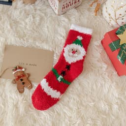 image-Women's Christmas Cartoon Deer Coral Fleece Sleep Socks