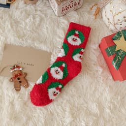 image-Women's Christmas Cartoon Deer Coral Fleece Sleep Socks