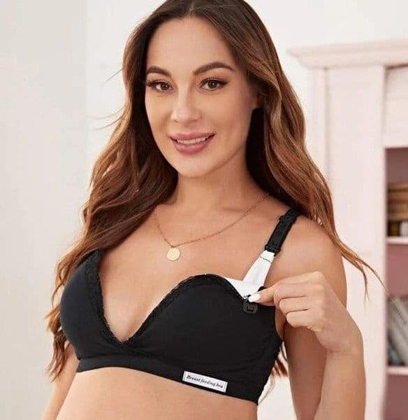 image-Cross Breastfeeding Bra Wireless Double Buckle Maternity Nursing Bra