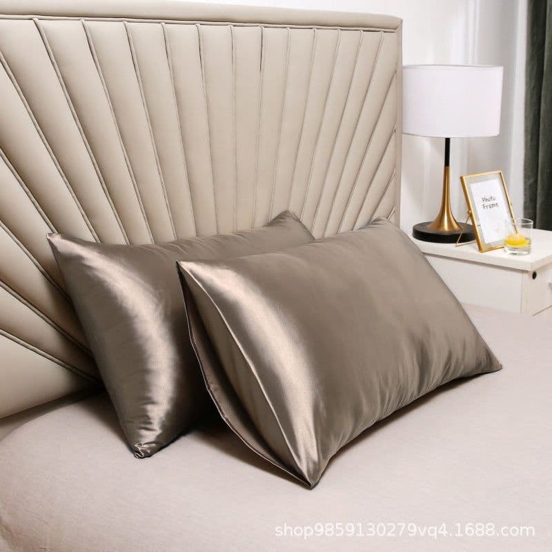 image-Satin Pillowcase 51x91cm Grey Polyester Silk-Like