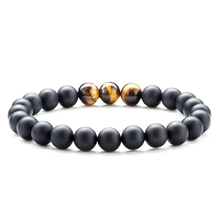 image-Tiger Eye Couple Bracelets Matte Black Agate Beads Bracelet
