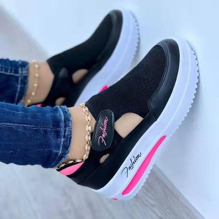 image-Women's Breathable Mesh Casual Shoes Fly Woven Lightweight