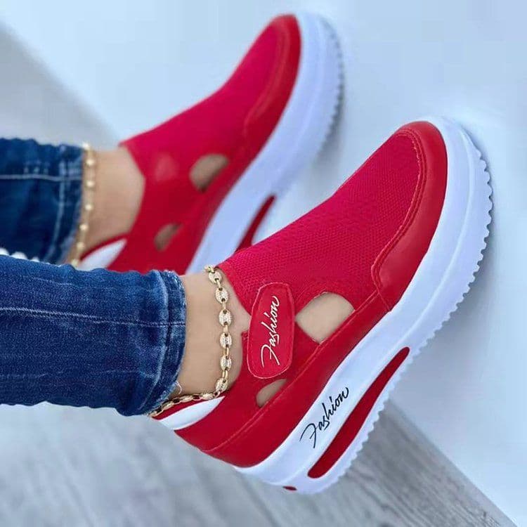 image-Women's Breathable Mesh Casual Shoes Fly Woven Lightweight