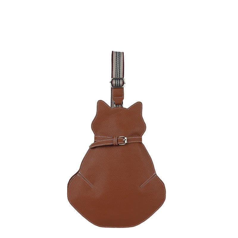 image-Fengpian Cat Print Round Crossbody Bag PU Leather Shoulder Bag