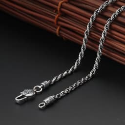 image-925 Sterling Silver Vintage Water Wave Chain Necklace Unisex 80CM