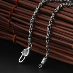 image-925 Sterling Silver Vintage Water Wave Chain Necklace Unisex 80CM
