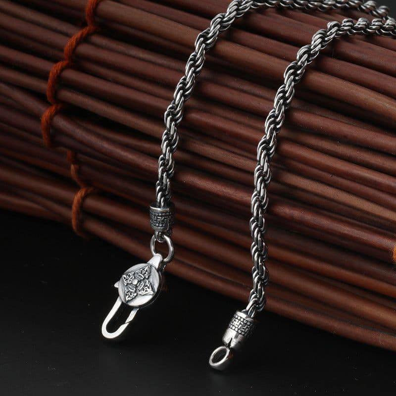 image-925 Sterling Silver Vintage Water Wave Chain Necklace Unisex 80CM