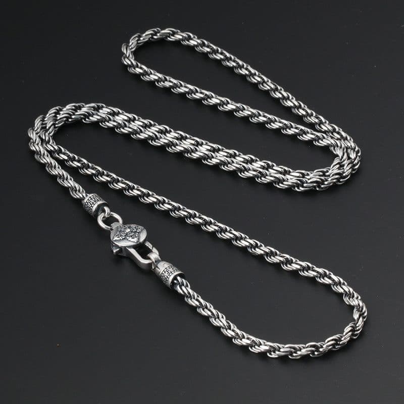 image-925 Sterling Silver Vintage Water Wave Chain Necklace Unisex 80CM