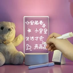 image-Acrylic LED Message Board with Lamp and Pen
