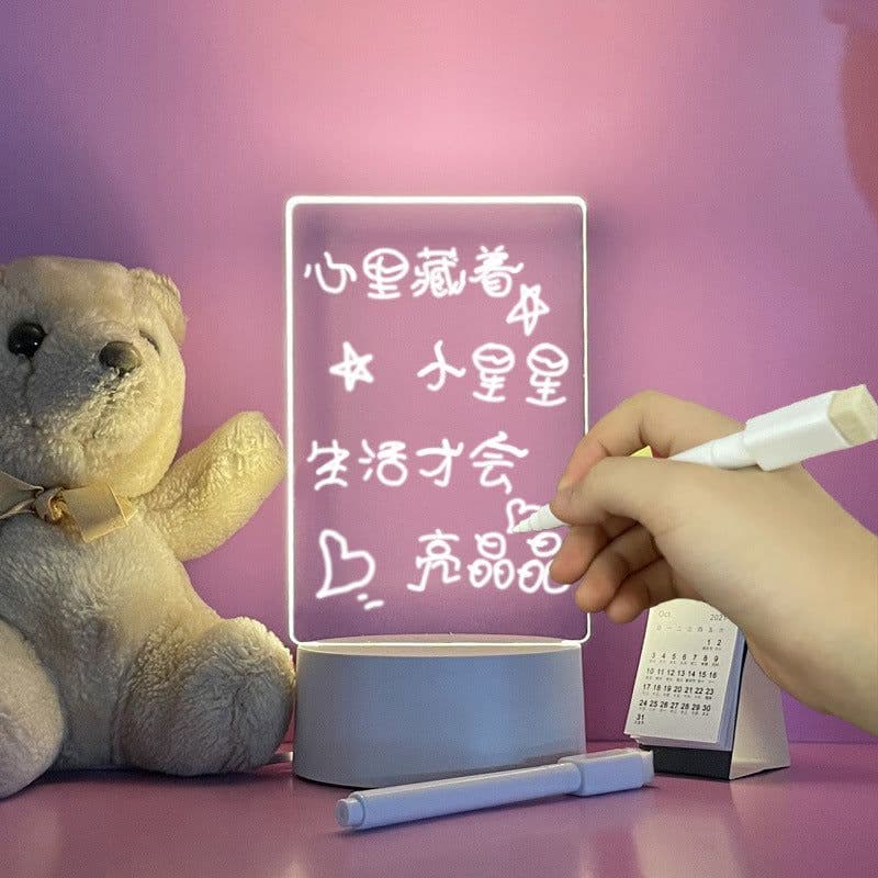 image-Acrylic LED Message Board with Lamp and Pen