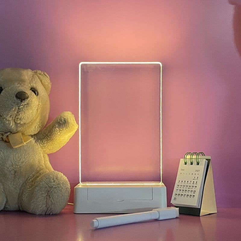 image-Acrylic LED Message Board with Lamp and Pen