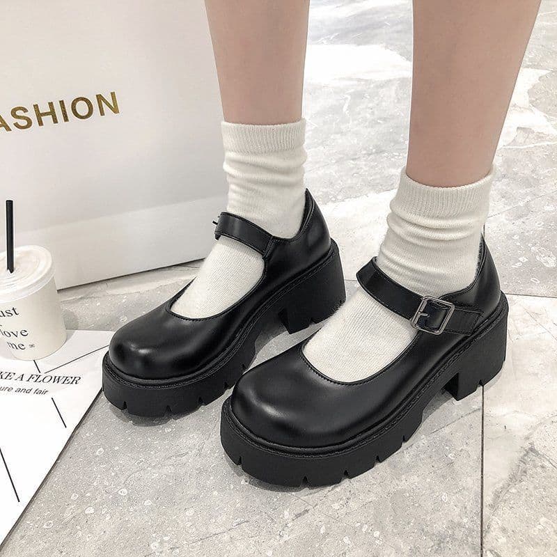 image-Mary Jane Shoes Women's Thick Heel Retro College Style