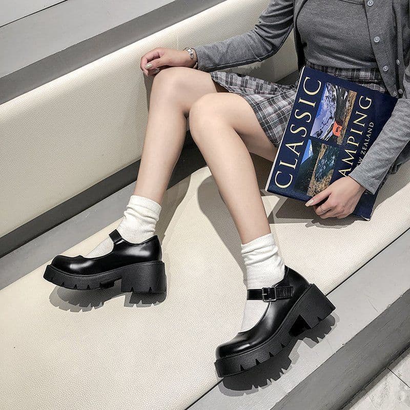 image-Mary Jane Shoes Women's Thick Heel Retro College Style