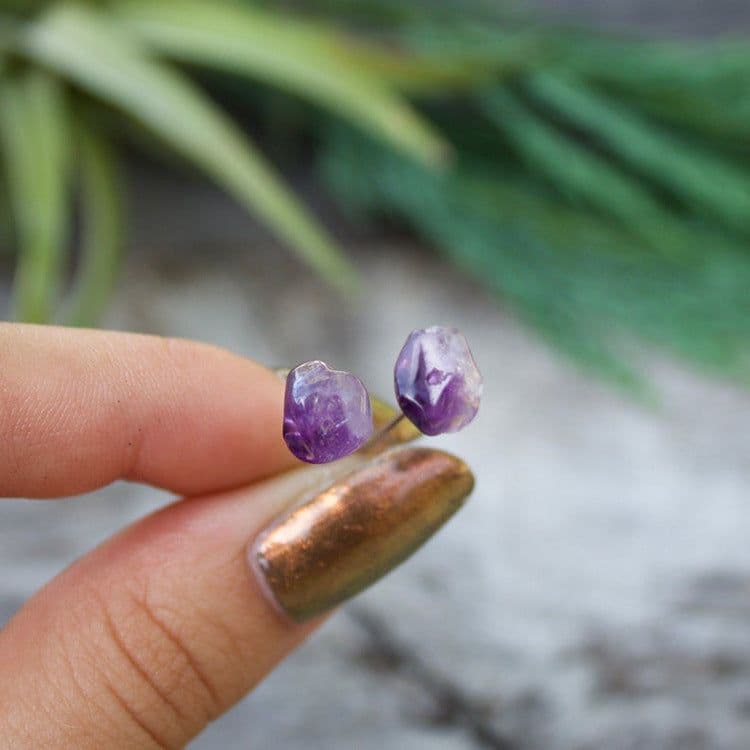 image-Simple Fashion Geometric Stone Earrings Women's Metal Ear Needles
