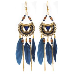 image-You Fei Bohemian Feather Tassel Earrings - White