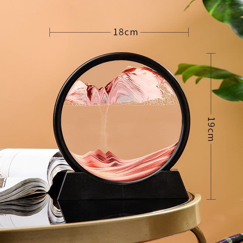 image-Round Quicksand Painting 3D Dynamic Glass Decoration Gift