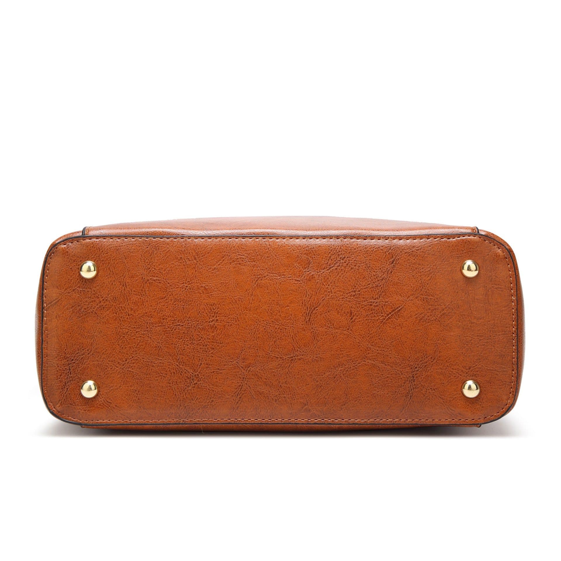image-Hannah Champagne Women's PU Leather Tote Bag Vintage Brown