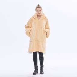 image-Hooded Fleece Blanket Sweater Double-Layer Pullover Winter