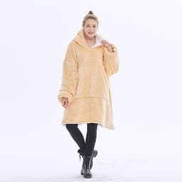 image-Hooded Fleece Blanket Sweater Double-Layer Pullover Winter