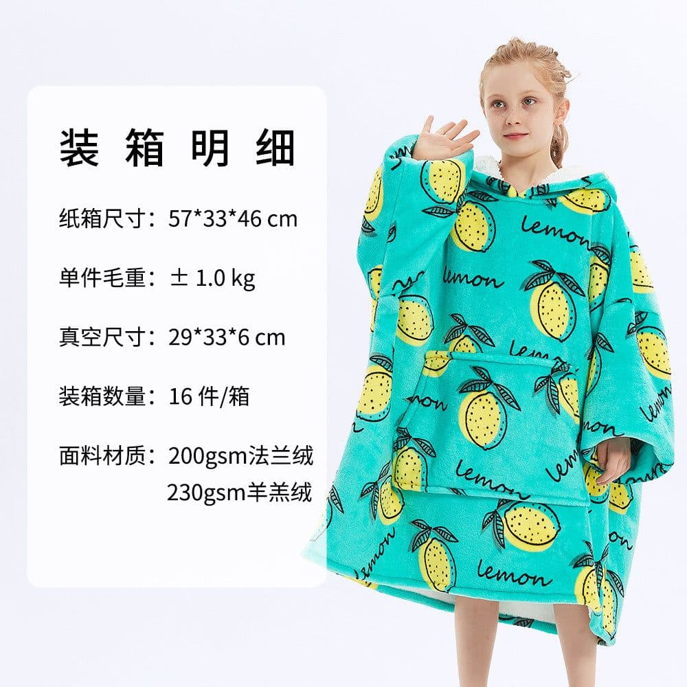 image-Hooded Fleece Blanket Sweater Double-Layer Pullover Winter