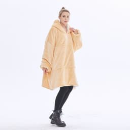 image-Hooded Fleece Blanket Sweater Double-Layer Pullover Winter