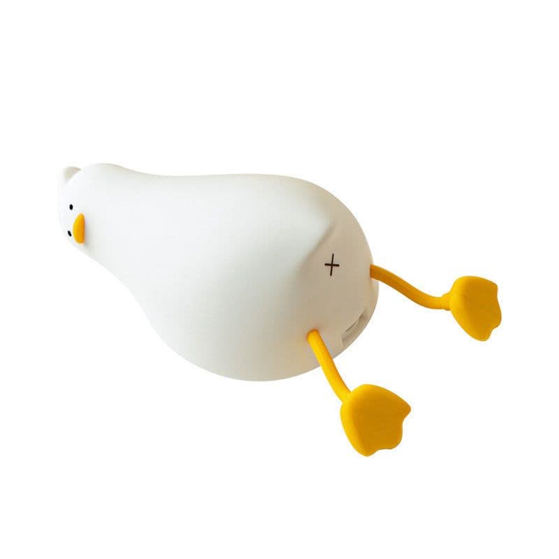 image-Lying Flat Duck Night Light with Phone Stand and Silicone Touch Lamp