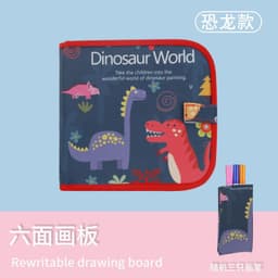 image-Children's Reusable Erasable Drawing Book with Chalk & Markers