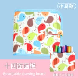 image-Children's Reusable Erasable Drawing Book with Chalk & Markers