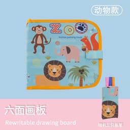 image-Children's Reusable Erasable Drawing Book with Chalk & Markers