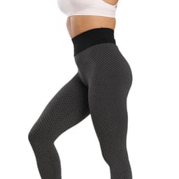 image-Women's High Waist Yoga Pants Fitness Leggings Jacquard Honeycomb