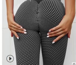 image-Women's High Waist Yoga Pants Fitness Leggings Jacquard Honeycomb