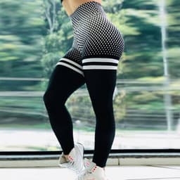 image-Women's High Waist Plaid Yoga Pants Cropped Leggings Polyester