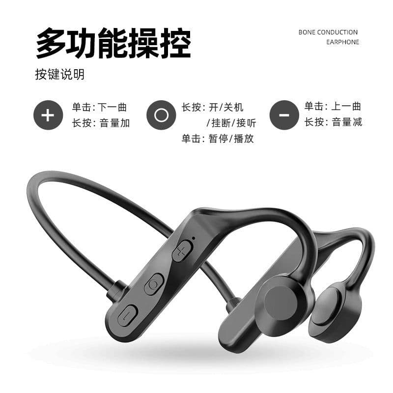 image-K69 Bone Conduction Bluetooth 5.0 Headphones Earhook Design