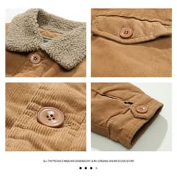 image-DXDM Men's Corduroy Padded Cotton Jacket Solid Color Casual Coat