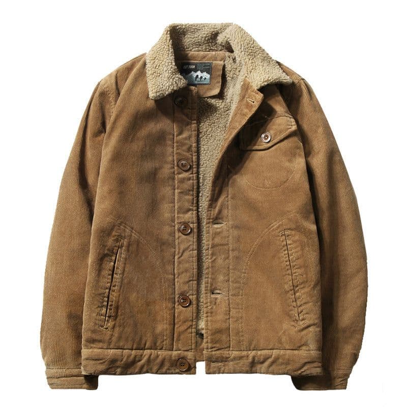 image-DXDM Men's Corduroy Padded Cotton Jacket Solid Color Casual Coat
