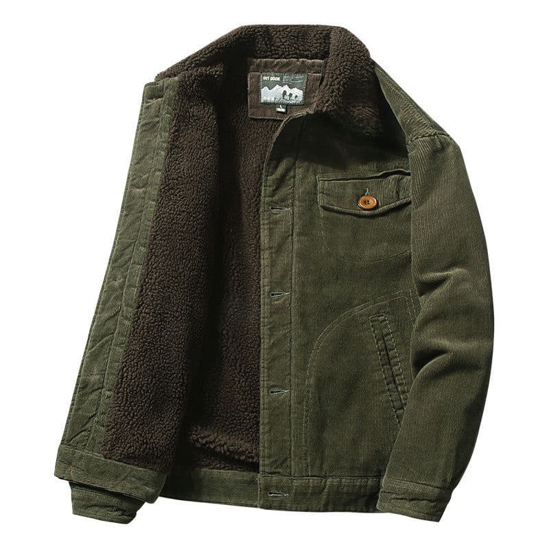 image-DXDM Men's Corduroy Padded Cotton Jacket Solid Color Casual Coat
