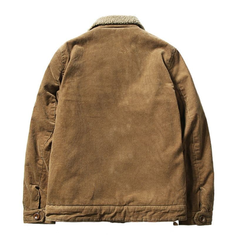 image-DXDM Men's Corduroy Padded Cotton Jacket Solid Color Casual Coat