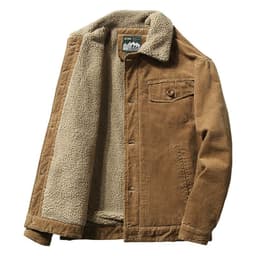image-DXDM Men's Corduroy Padded Cotton Jacket Solid Color Casual Coat