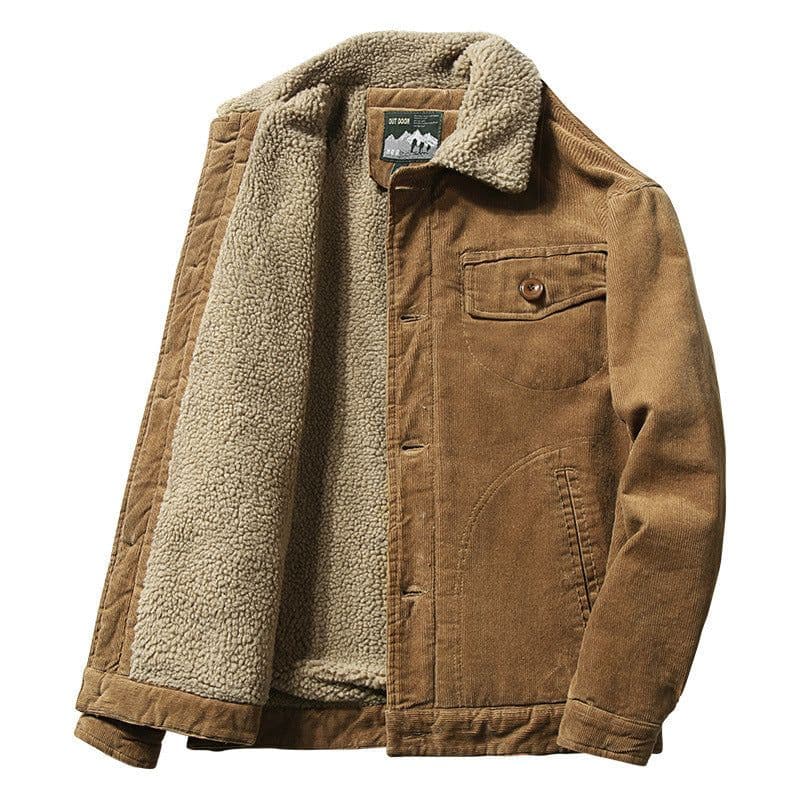image-DXDM Men's Corduroy Padded Cotton Jacket Solid Color Casual Coat