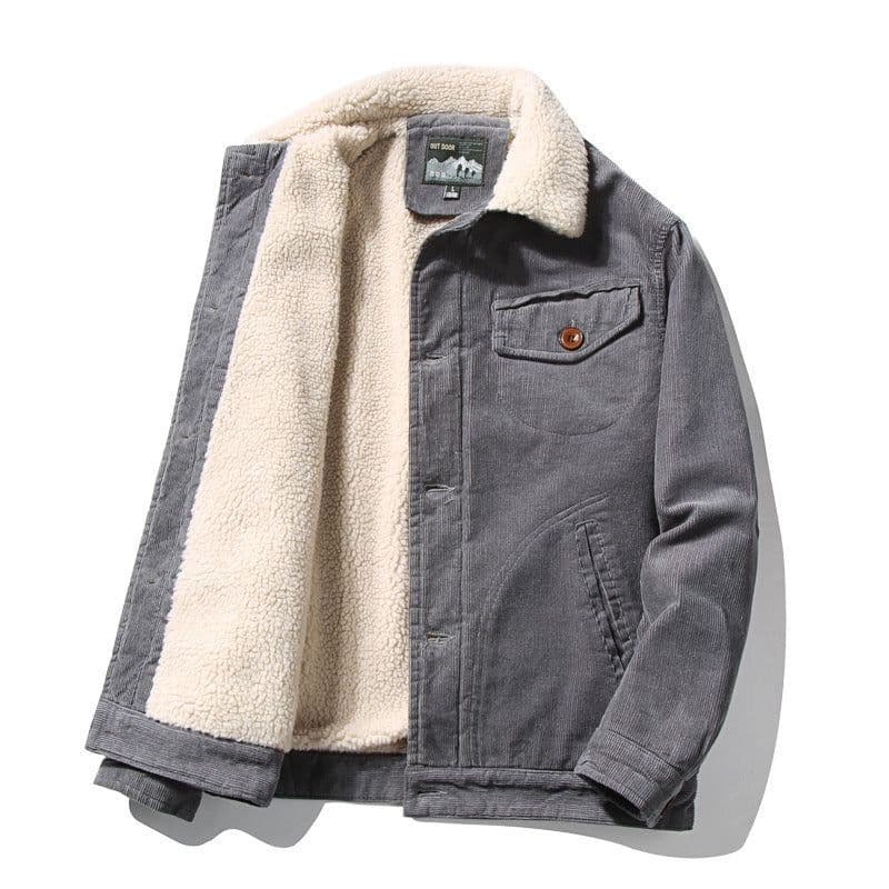 image-DXDM Men's Corduroy Padded Cotton Jacket Solid Color Casual Coat